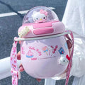 Hello Kitty Inspired Pink Water Bottle Travel Mug with Crossbody Strap