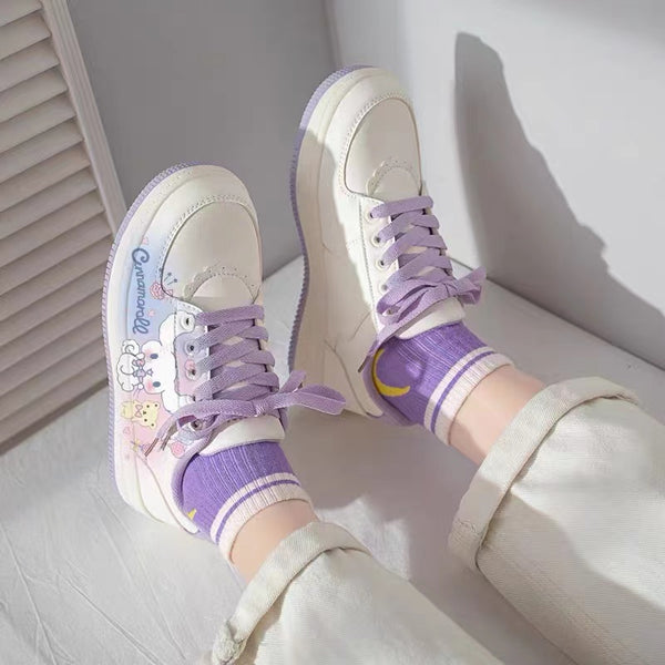Cinnamoroll Inspired Purple and Cream White Sneakers Trainers Runners