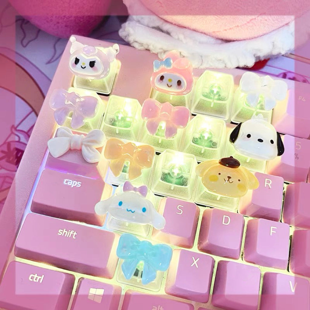 Sanrioed My Melody Kuromi Cinnamoroll Christmas Look Keyboard Cap Cross  Shaft Mechanical Keyboard Base Translucent ChristmasGift