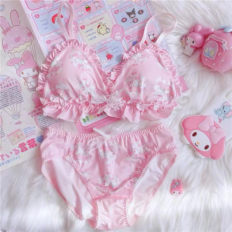 My Melody Inspired Bra and Panties Underwear Bandeau Set with Ruffle E ...