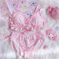 My Melody Inspired Bra and Panties Underwear Bandeau Set with Ruffle Edge