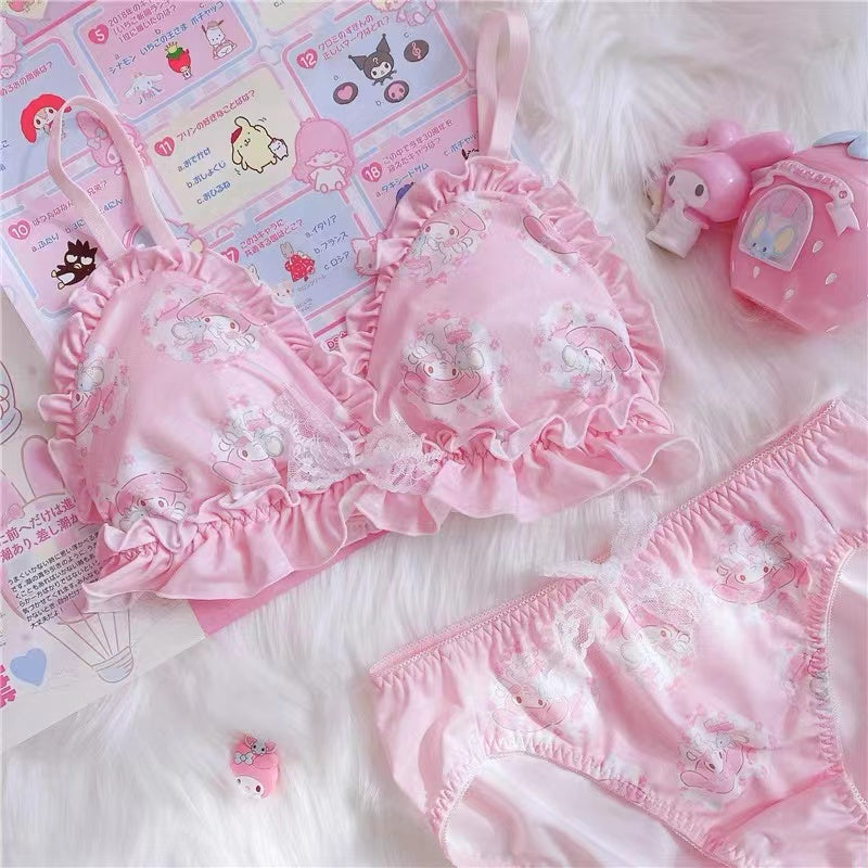 My Melody Inspired Bra and Panties Underwear Bandeau Set with Ruffle E ...