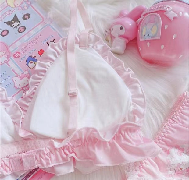 My Melody Inspired Bra And Panties Underwear Bandeau Set With Ruffle E 