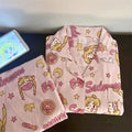 Sailor Moon Inspired Pink Button Front Pajama Set Pyjamas Kawaii Cute
