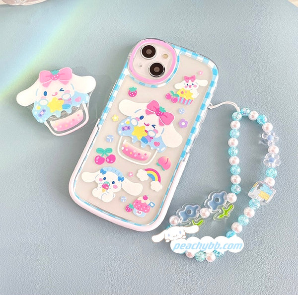 Cinnamoroll Inspired iPhone Case with Viewing Stand Pop Socket and Lanyard