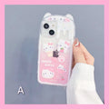 Hello Kitty Inspired Cat Ear Shape On The Top iPhone Case with Lanyard