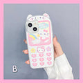 Hello Kitty Inspired Cat Ear Shape On The Top iPhone Case with Lanyard