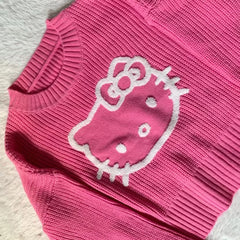 Hello Kitty Inspired Hot Pink Y2K Aesthetic Sweater Jumper