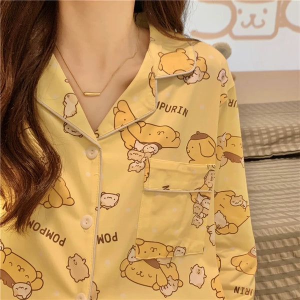 Pompompurin Inspired Long Sleeve Top and Pants Pajama Set
