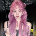 Y2K Dusty Orchid Pink Long Hair Wig with Bangs
