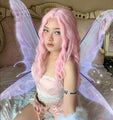 Y2K Aesthetic Pastel Pink Wavy Long Hair Wig with Bangs