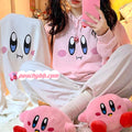 Kirby Inspired Pink and White Hooded Long Sleeve Top/ Hoodie