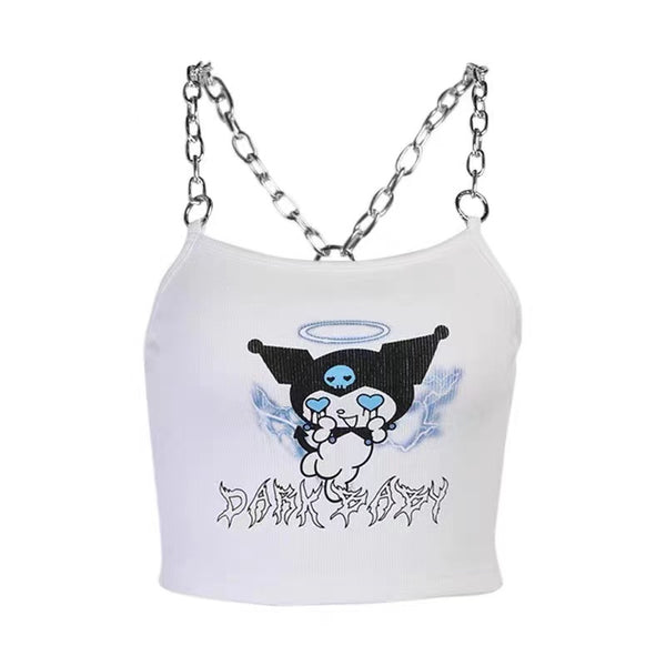 Kuromi Inspired Y2K Chain Strap Cami Top