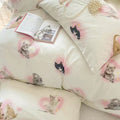 Kittens Cream White Soft Kawaii Cotton Bedding Duvet Sheet Set