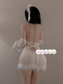 Valentine’s Day Cream White Hang Neck Sleeveless Sweater Bodycon Dress 4 PCs Set