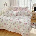 Hello Kitty Inspired Pink Polka-dot Ruffle Edge Cotton Bedding Duvet Cover Set Single Twin Queen Size