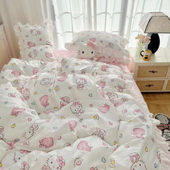 Hello Kitty Egyptian Cotton Pink Bedding Duvet Sheet Set Queen Single –  PeachyBaby