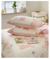 Pink Bunny Soft Kawaii Aesthetic Cotton Bedding Duvet Cover Set Single Twin Queen Size