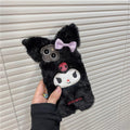 Kuromi Inspired Black Plush Fuzzy iPhone Case