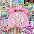 Y2K Retro Rotary Telephone Shaped Patent Leather Handbag Crossbody Bag in Black Pink and Purple