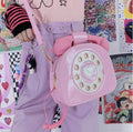 Y2K Retro Rotary Telephone Shaped Patent Leather Handbag Crossbody Bag in Black Pink and Purple