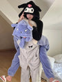Kuromi and Baku Inspired Plush Couple Pajama Set Top and Pants