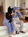Kuromi and Baku Inspired Plush Couple Pajama Set Top and Pants