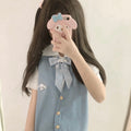 Cinnamoroll and Hello Kitty Inspired Button Front Vest with Bow Tie