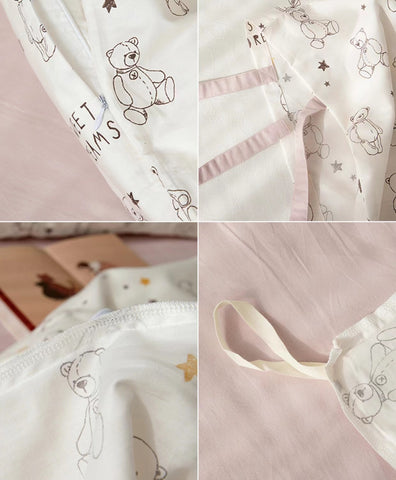 Pink Teddy Bear Pattern Aesthetic Kawaii Cute Cotton Bedding Duvet Cov –  PeachyBaby