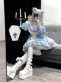 Lolita Nun Blue and White Ruffled Dress
