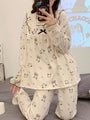 Pochacco Inspired Womens Spring/ Fall Long Sleeve and Pants Pajama Set Kawaii