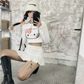 Hello Kitty Inspired Y2K White Long Sleeve Crop Top