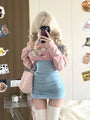 Pastel Pink and Blue Bunny Asymmetrical Bodycon Dress