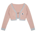 Y2K Bear Halter Top, Pink Cardigan and Pink Knit Mini Skirt