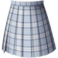 Blue and Grey Plaid High Waisted Pleated Skirt