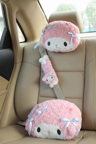 Kuromi My Melody Inspired Car Neck Headrest Pillow and Seatbelt Covers –  PeachyBaby