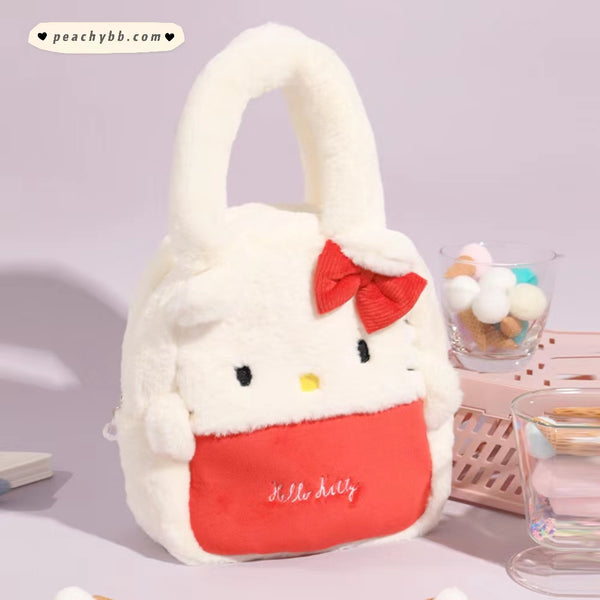 Kawaii Cute Kuromi My Melody Hello Kitty Plush Tote Bag