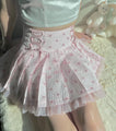 Kawaii Heart Pattern Pink High Waisted Pleated Skirt