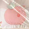 Kawaii Cute Pink Peach Cartoon Ruffle Edge Cotton Duvet Cover Set Single Twin Queen King Size