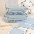 Cute Kawaii Cinnamoroll Inspired Divided Meal/ Food Glass Container with Lid