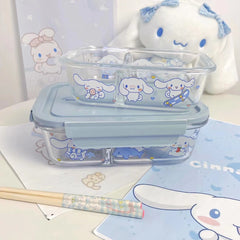 Cute Kawaii Cinnamoroll Inspired Divided Meal/ Food Glass Container wi –  PeachyBaby