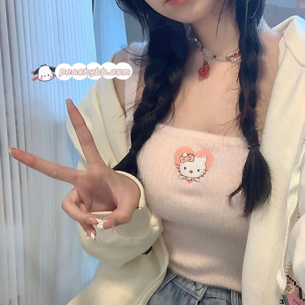 Cinnamoroll Hello Kitty Inspired Plush Soft Strap Cami Top