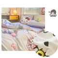 Kawaii Cute Hello Kitty Inspired Pastel Purple Cotton Bedding Duvet Cover Set Single Twin Queen Size