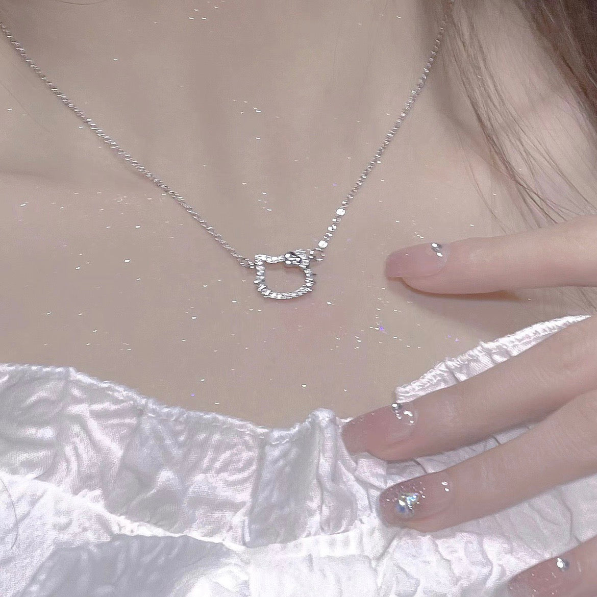 Hello Kitty Moon Necklace Diamond Pendant Girls Women Jewelry Accessories  ￼Gift | eBay