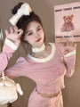 Pink and Blue Kawaii Cute Kitty Long Sleeve Top