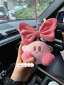 Kirby Inspired Pink Plushie Car Rearview mirror hanging pendant
