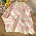 Kawaii Bunny Heart Pattern Pink and Blue Sweater