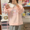 Kawaii Cute Bunny Pink Long Sleeve Top Sweatshirt with Peter-pan Collar