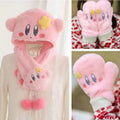 Kirby Inspired Plush Scarf Mitten and Hat