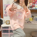Kawaii Cute Bunny Pink Long Sleeve Top Sweatshirt with Peter-pan Collar